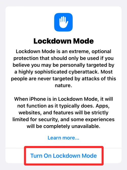 وضع القفل Lockdown Mode