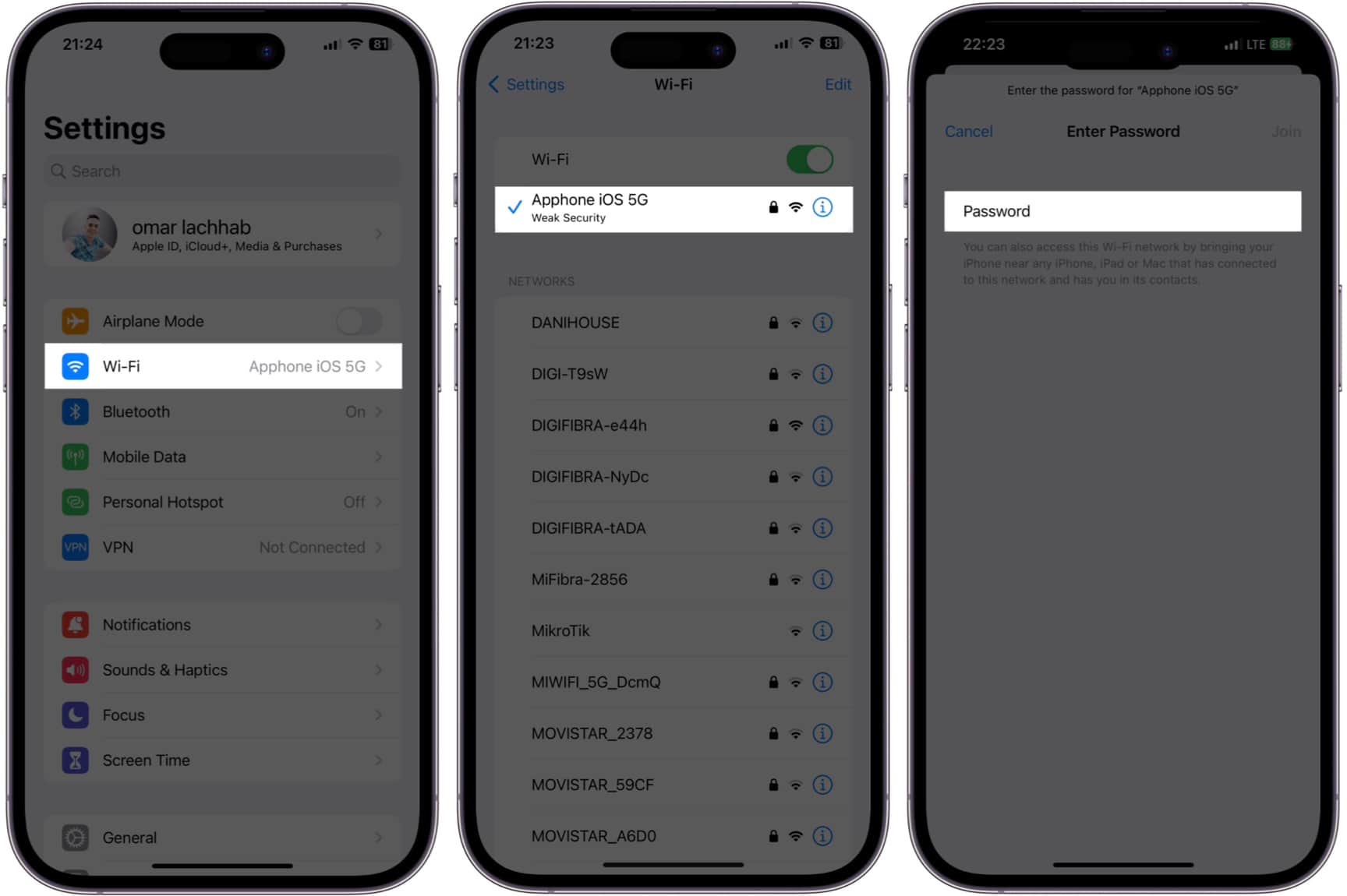 Wi-Fi لا يعمل في iOS 16